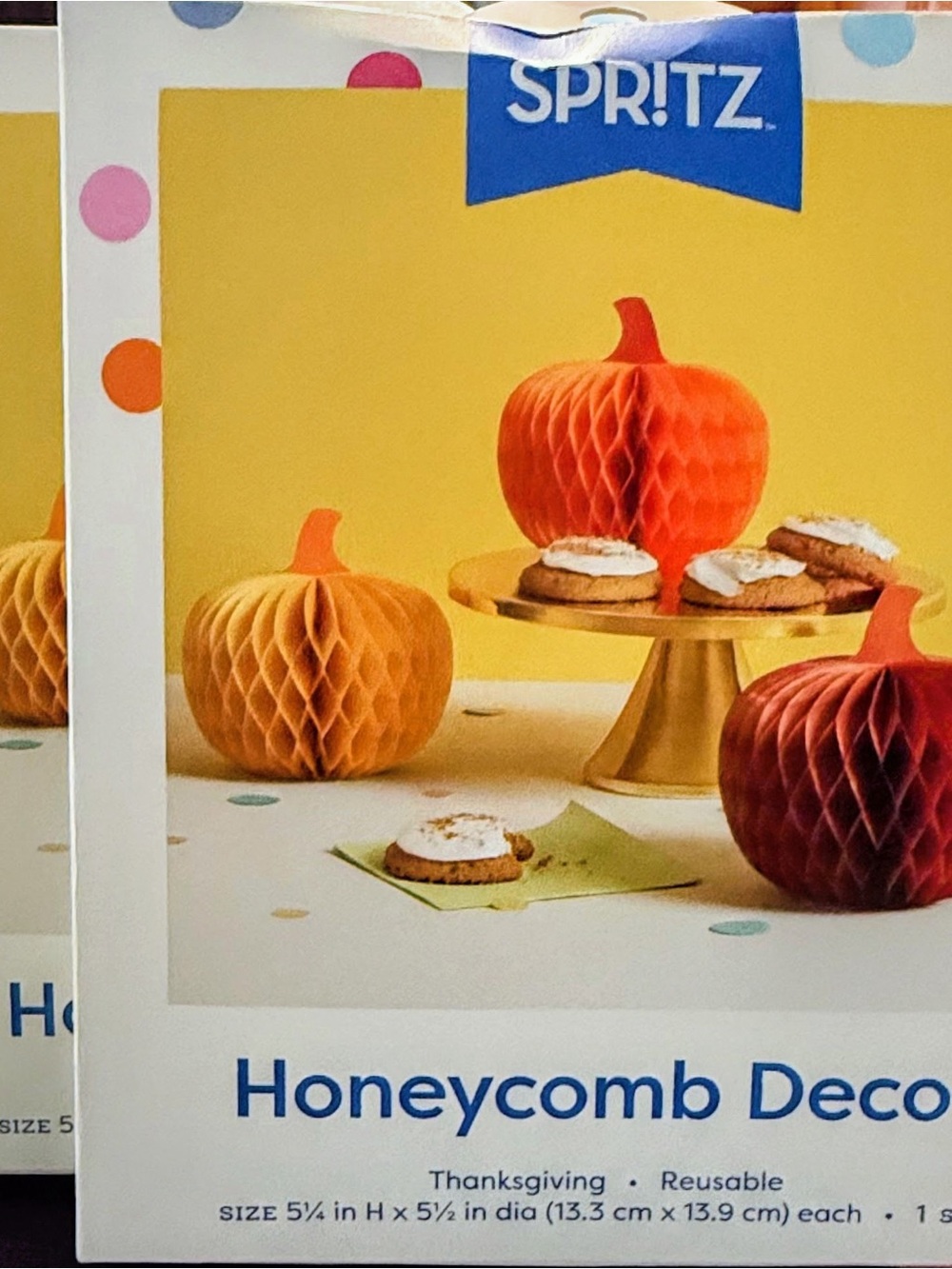 Spritz Orange and Red Honeycomb Pumpkin Table Decor - Set of 3 in each box